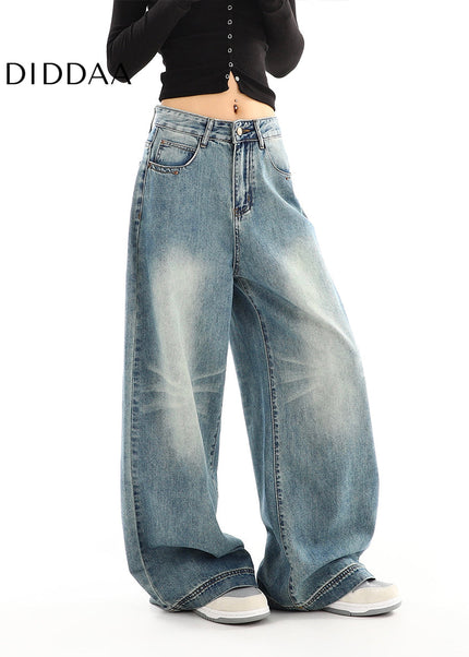 Blue High-Waisted Relaxed Wide-Leg Jeans - Women’s Jeans