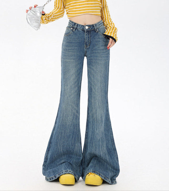 Blue High-Waisted Retro Bootcut Jeans for Women - Women’s Jeans