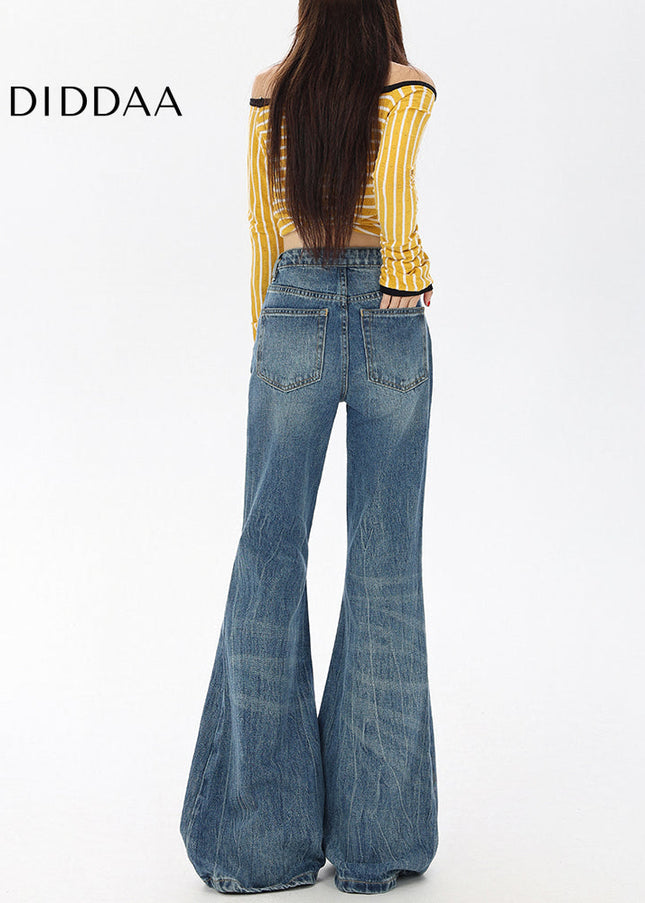 Blue High-Waisted Retro Bootcut Jeans for Women - Women’s Jeans