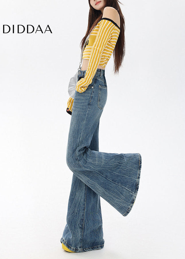 Blue High-Waisted Retro Bootcut Jeans for Women - Women’s Jeans