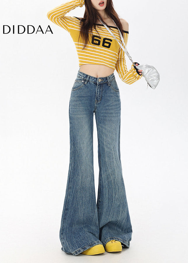 Blue High-Waisted Retro Bootcut Jeans for Women - Women’s Jeans