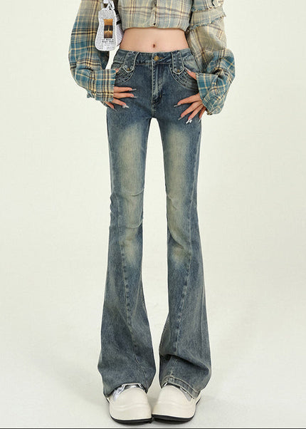 Blue High-Waisted Retro Bootcut Jeans for Women - Women’s Jeans
