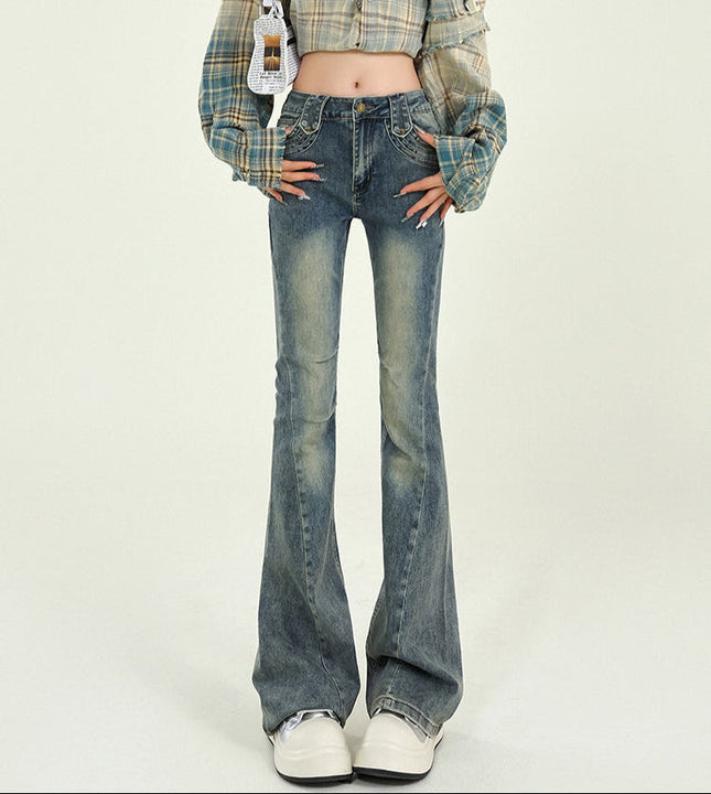 Blue High-Waisted Retro Bootcut Jeans for Women - Women’s Jeans
