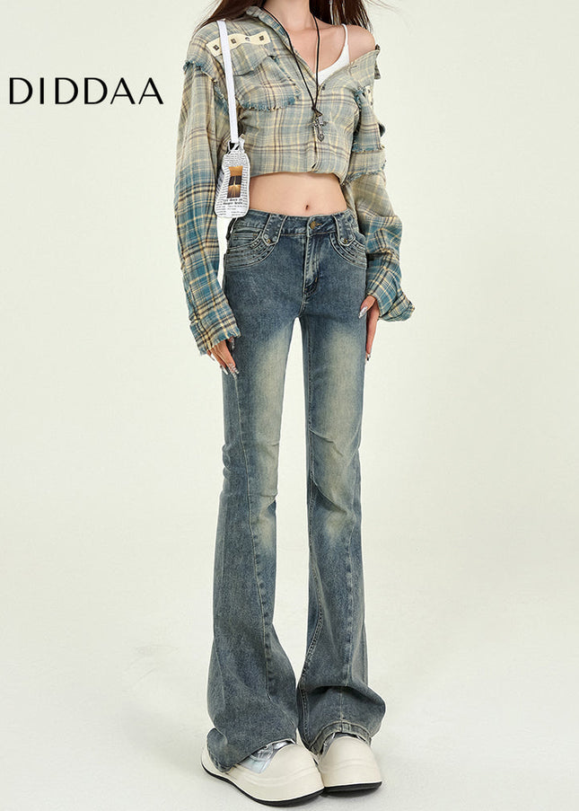 Blue High-Waisted Retro Bootcut Jeans for Women - Women’s Jeans