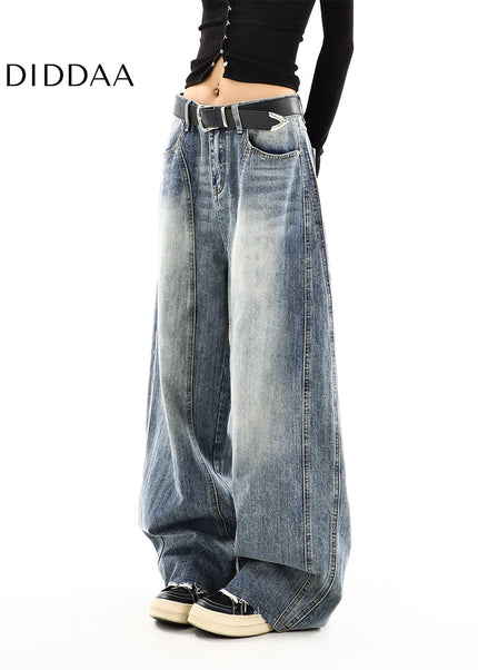 Blue High-Waisted Retro Scimitar Loose Leg Jeans - Women’s Jeans