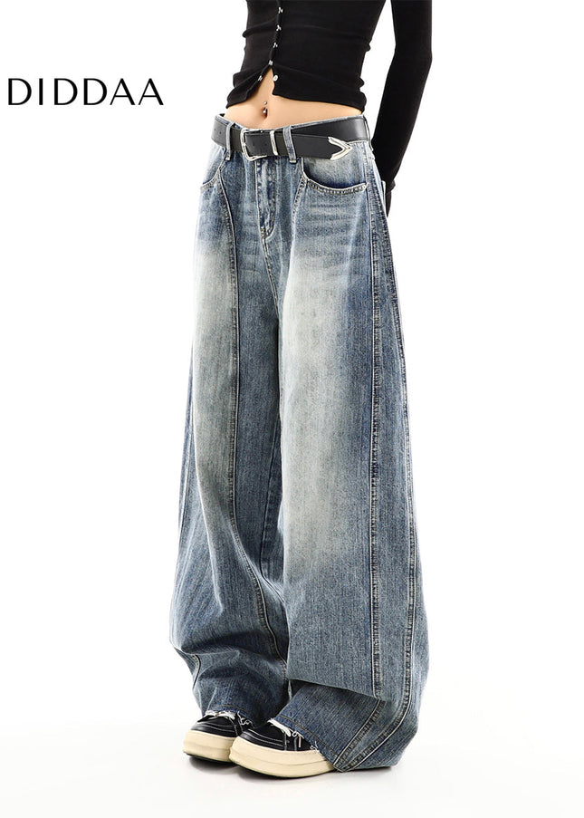Blue High-Waisted Retro Scimitar Loose Leg Jeans - Women’s Jeans