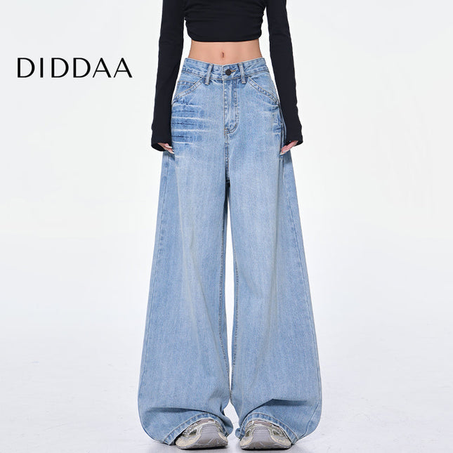 Blue High-Waisted Wide-Leg Jeans Women’s Retro Style - S / Light Blue - Women’s Jeans