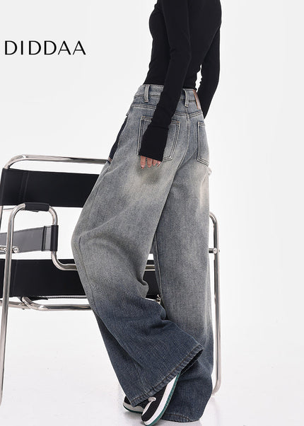 Blue High-Waisted Wide-Leg Mop Jeans Women’s Design - Women’s Jeans