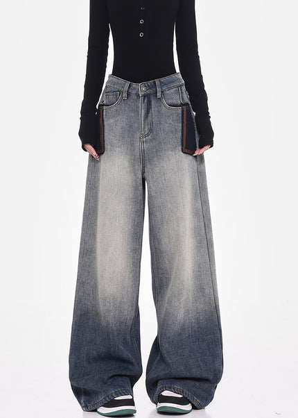 Blue High-Waisted Wide-Leg Mop Jeans Women’s Design - Women’s Jeans