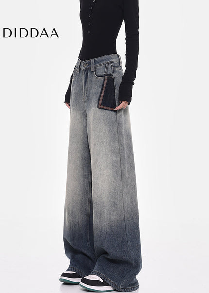 Blue High-Waisted Wide-Leg Mop Jeans Women’s Design - Women’s Jeans