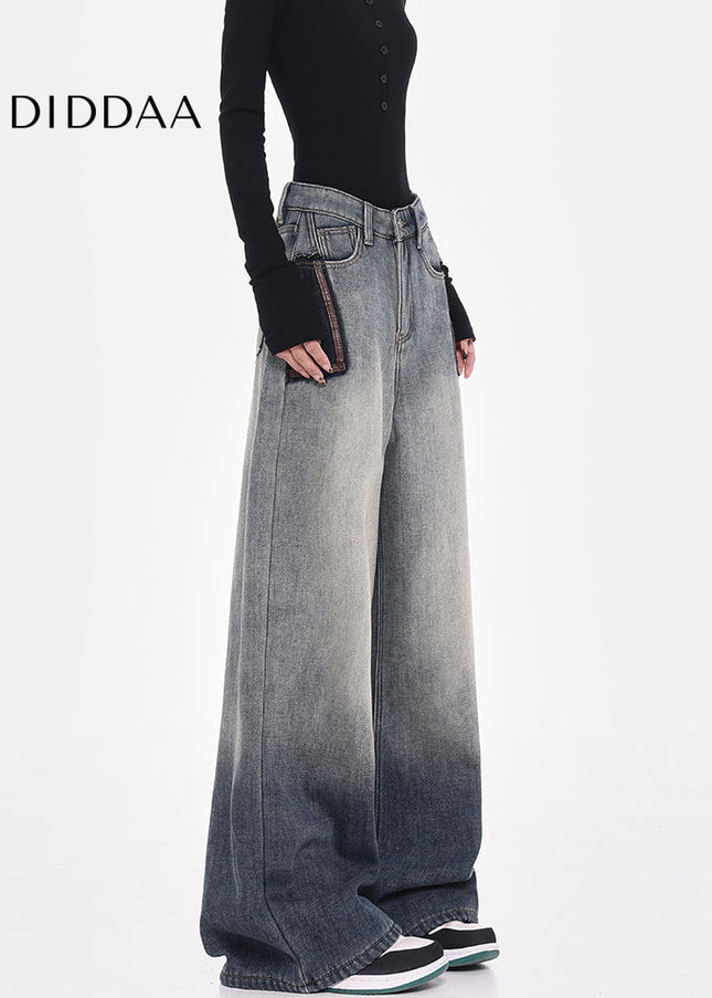 Blue High-Waisted Wide-Leg Mop Jeans Women’s Design - Women’s Jeans