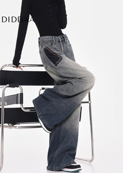 Blue High-Waisted Wide-Leg Mop Jeans Women’s Design - Women’s Jeans