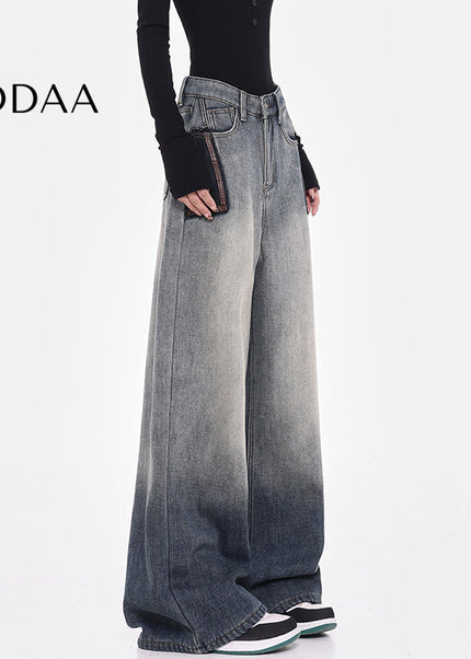 Blue High-Waisted Wide-Leg Mop Jeans Women’s Design - Women’s Jeans