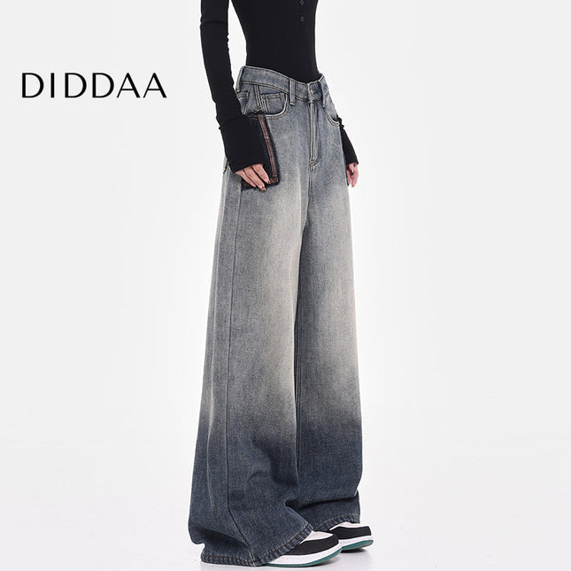 Blue High-Waisted Wide-Leg Mop Jeans Women’s Design - Women’s Jeans