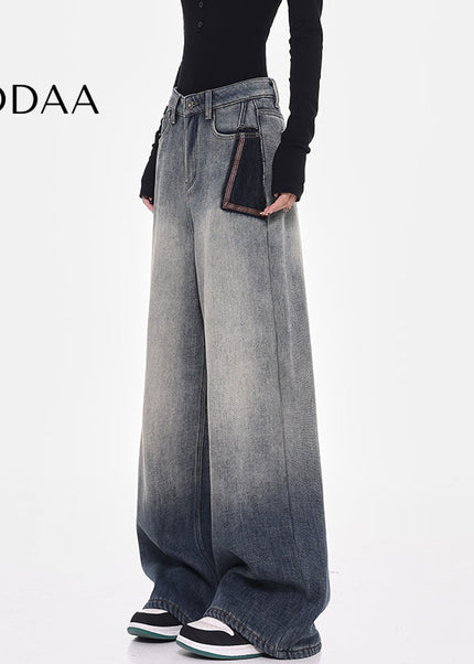 Blue High-Waisted Wide-Leg Mop Jeans Women’s Design - S / Grey - Women’s Jeans
