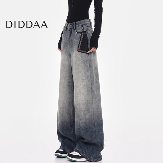 Blue High-Waisted Wide-Leg Mop Jeans Women’s Design - S / Grey - Women’s Jeans