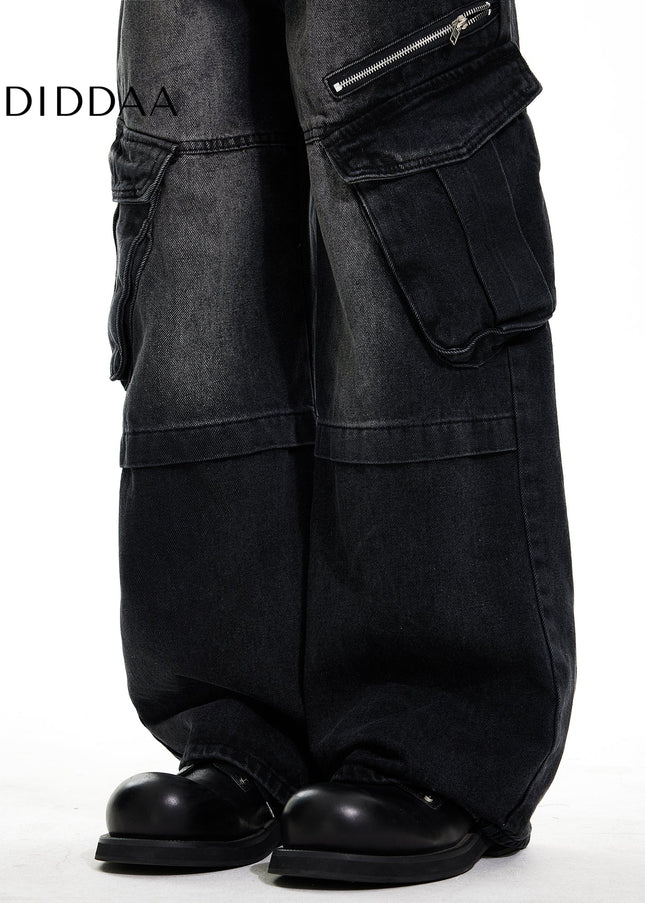 Blue Large Pocket Wide Leg Work Jeans for Men and Women - Men’s Jeans
