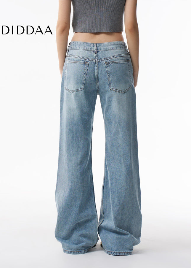 Blue Layered Detachable Wide-Leg Jeans for Women - Women’s Jeans