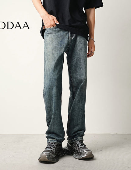 Blue Layered Wash Stretch Jeans Men’s Summer Loose Trousers - 28 / Dark Blue - Men’s Jeans