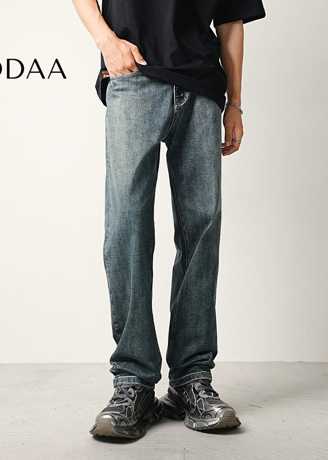 Blue Layered Wash Stretch Jeans Men’s Summer Loose Trousers - 28 / Dark Blue - Men’s Jeans