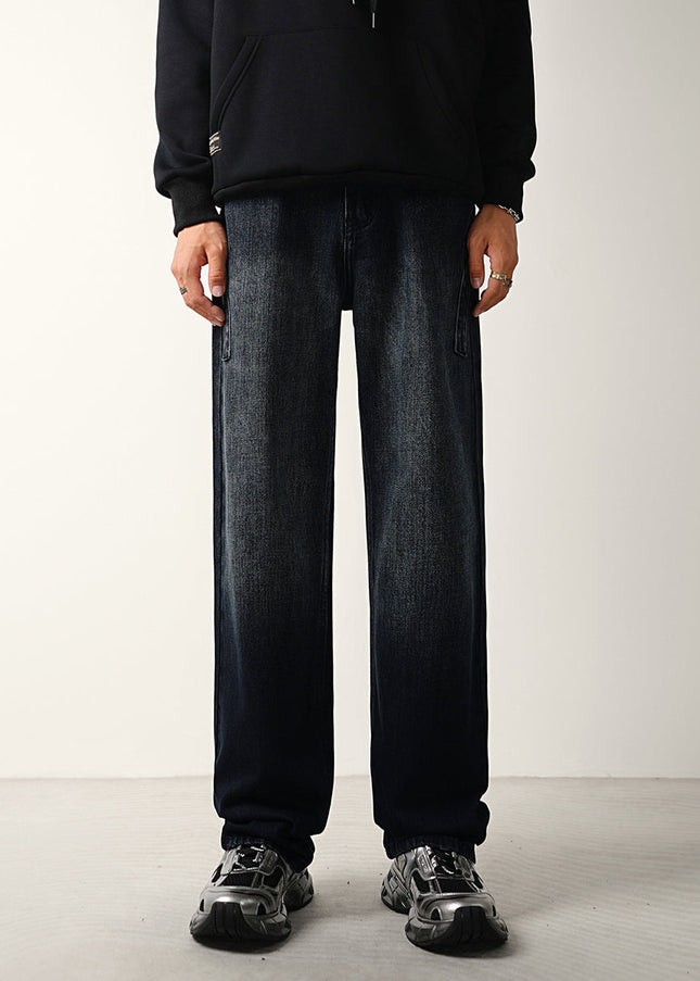 Blue Lightweight Panelled Wide-Leg Jeans for Men - 28 / Dark Grey - Men’s Jeans