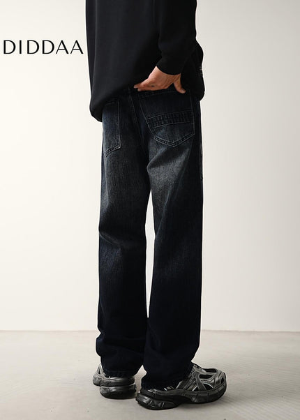 Blue Lightweight Panelled Wide-Leg Jeans for Men - Men’s Jeans
