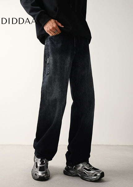 Blue Lightweight Panelled Wide-Leg Jeans for Men - Men’s Jeans