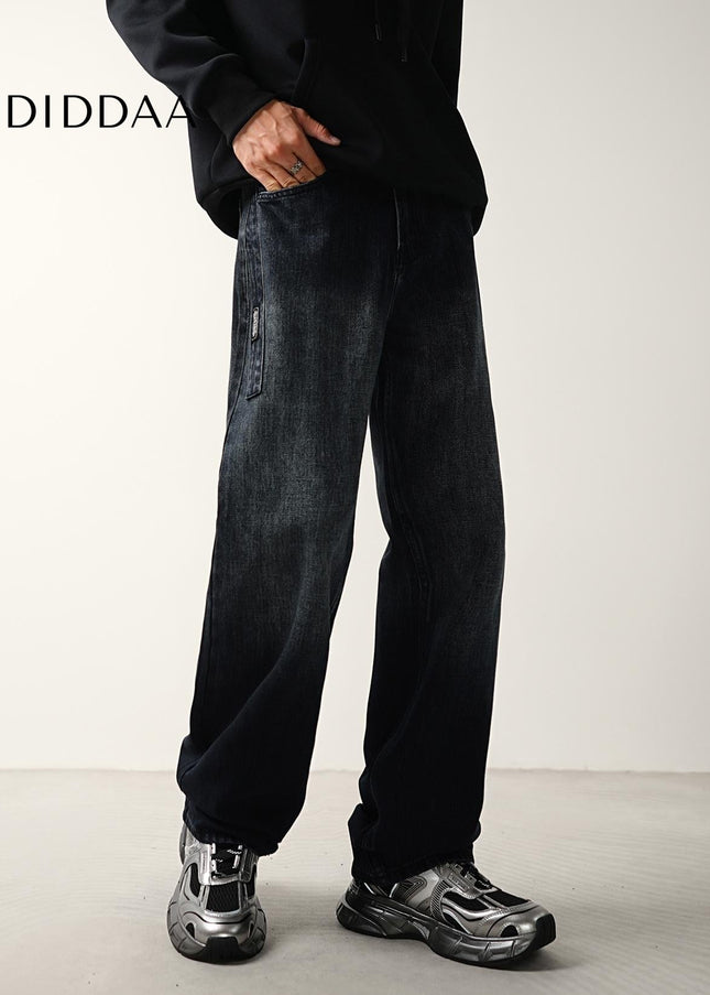 Blue Lightweight Panelled Wide-Leg Jeans for Men - Men’s Jeans