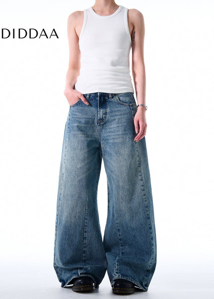 Blue Loose Fit A-Line Wide Leg Jeans for Men and Women - Men’s Jeans