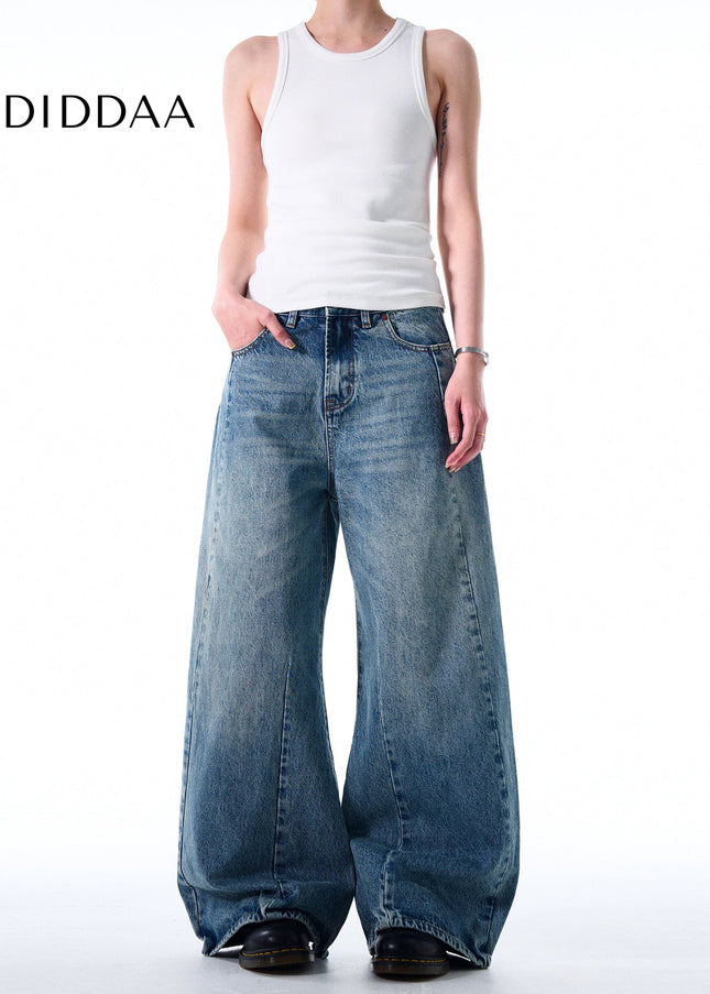 Blue Loose Fit A-Line Wide Leg Jeans for Men and Women - Men’s Jeans