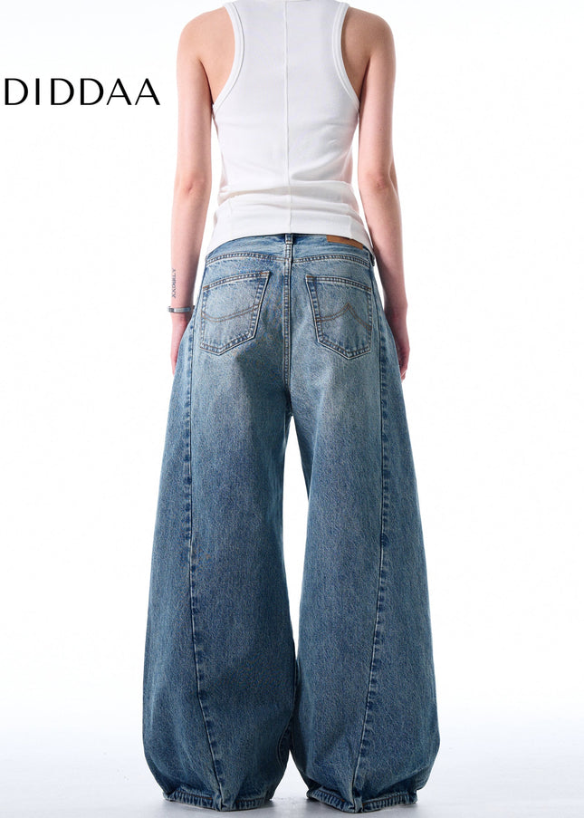 Blue Loose Fit A-Line Wide Leg Jeans for Men and Women - Men’s Jeans