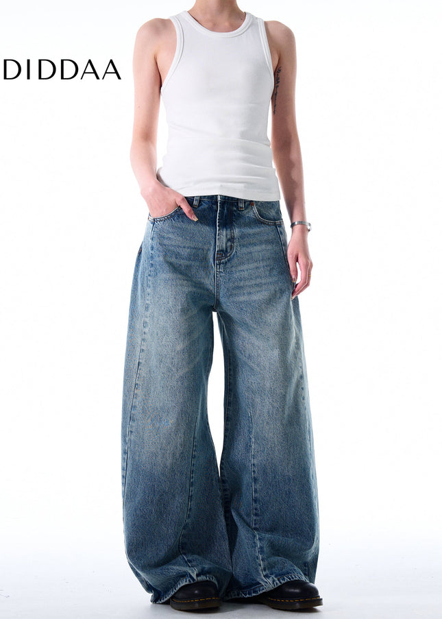 Blue Loose Fit A-Line Wide Leg Jeans for Men and Women - Men’s Jeans