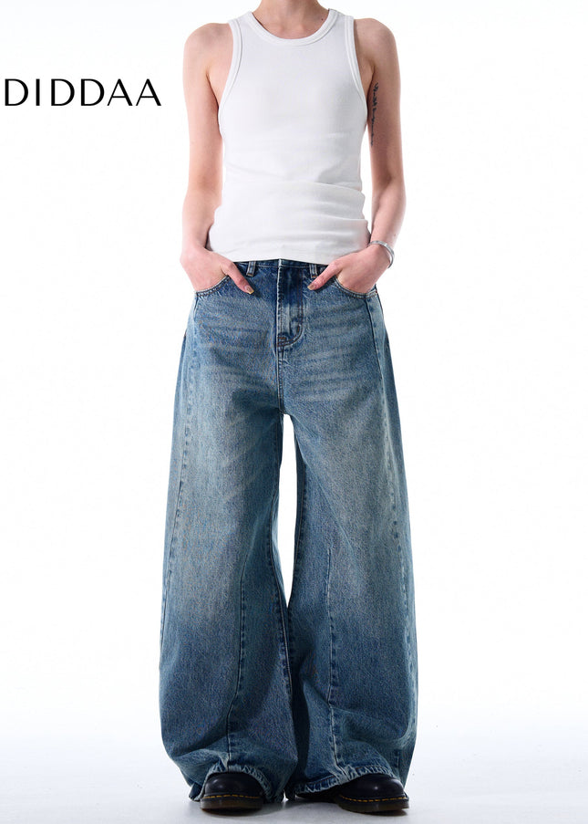 Blue Loose Fit A-Line Wide Leg Jeans for Men and Women - Men’s Jeans
