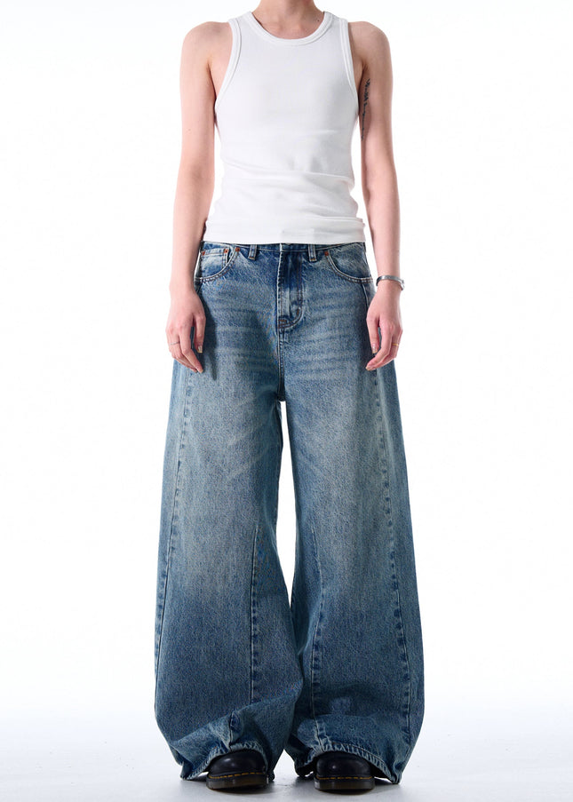 Blue Loose Fit A-Line Wide Leg Jeans for Men and Women - Men’s Jeans
