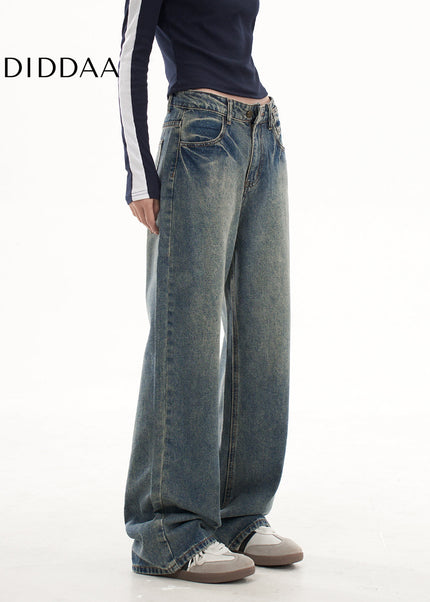 Blue Loose Fit AGUA Wide Leg Jeans Women’s Casual Pants - Women’s Jeans