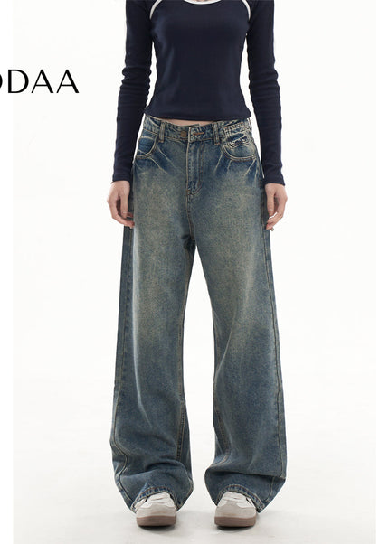Blue Loose Fit AGUA Wide Leg Jeans Women’s Casual Pants - Women’s Jeans