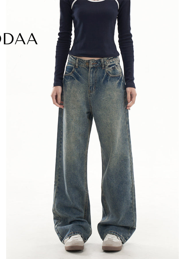 Blue Loose Fit AGUA Wide Leg Jeans Women’s Casual Pants - Women’s Jeans