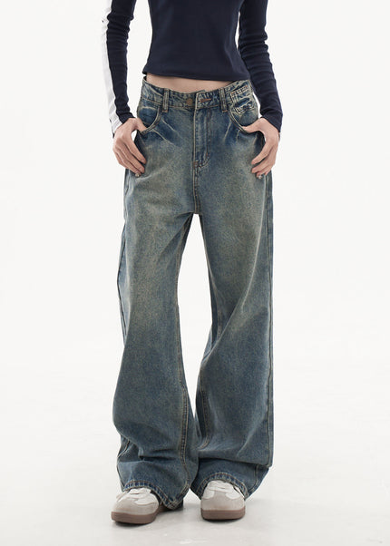 Blue Loose Fit AGUA Wide Leg Jeans Women’s Casual Pants - Women’s Jeans