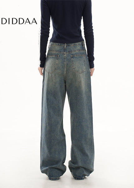 Blue Loose Fit AGUA Wide Leg Jeans Women’s Casual Pants - Women’s Jeans