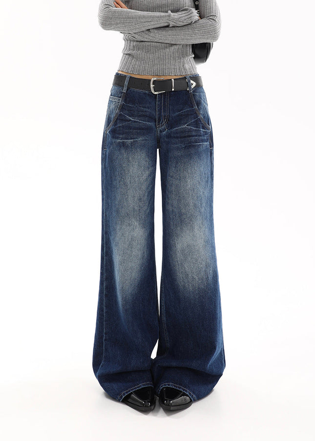 Blue Loose Fit American Retro Low Rise Jeans Women’s Spring 2025 - Women’s Jeans