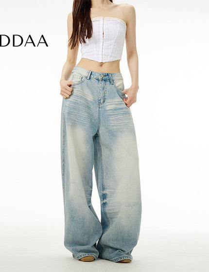 Blue Loose Fit American Retro Wide Leg Jeans - S / Light Blue - Women’s Jeans