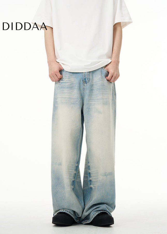 Blue Loose Fit American Retro Wide Leg Jeans - Women’s Jeans