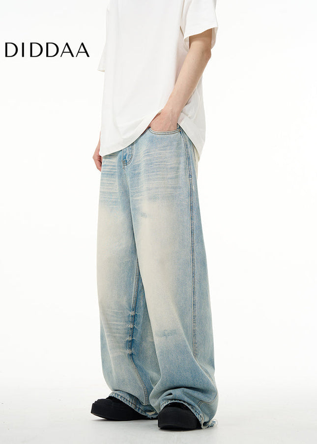 Blue Loose Fit American Retro Wide Leg Jeans - Women’s Jeans
