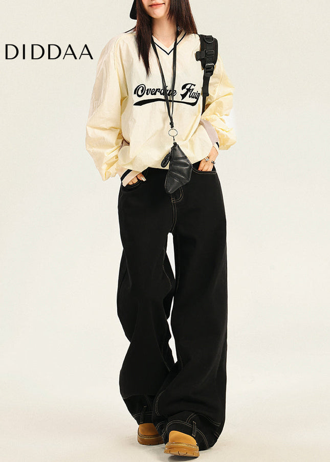 Blue Loose Fit American-Style Reverse Design Jeans - Women’s Jeans