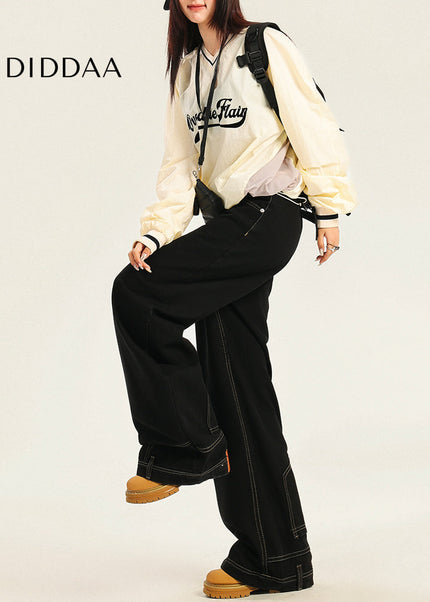 Blue Loose Fit American-Style Reverse Design Jeans - Women’s Jeans