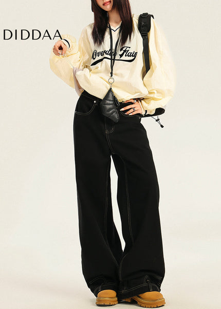 Blue Loose Fit American-Style Reverse Design Jeans - Women’s Jeans