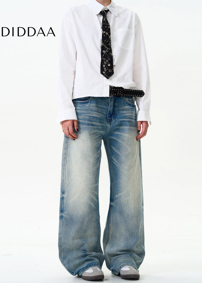 Blue Loose Fit Casual Straight Jeans for Men and Women - Men’s Jeans