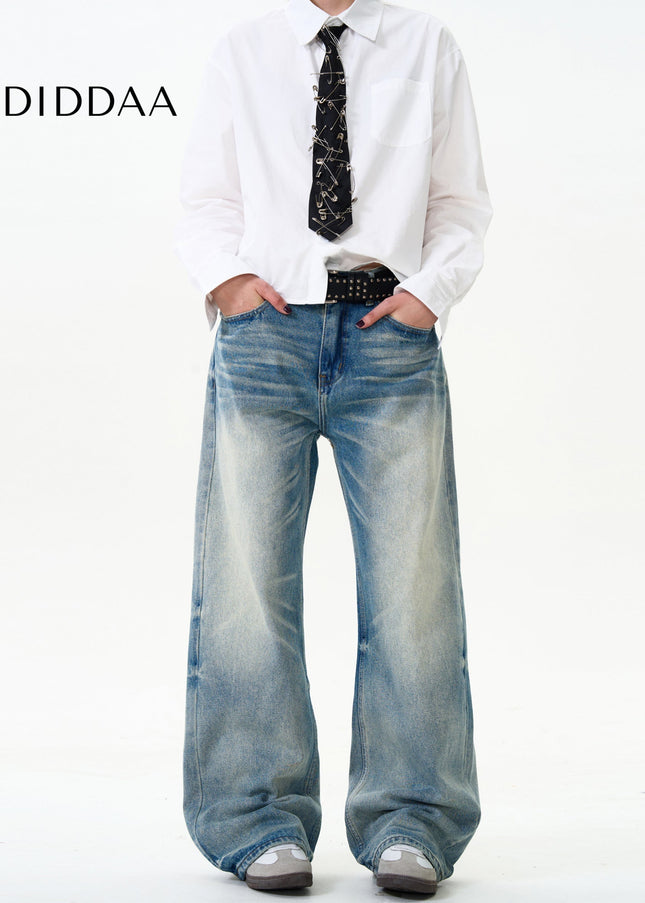 Blue Loose Fit Casual Straight Jeans for Men and Women - Men’s Jeans