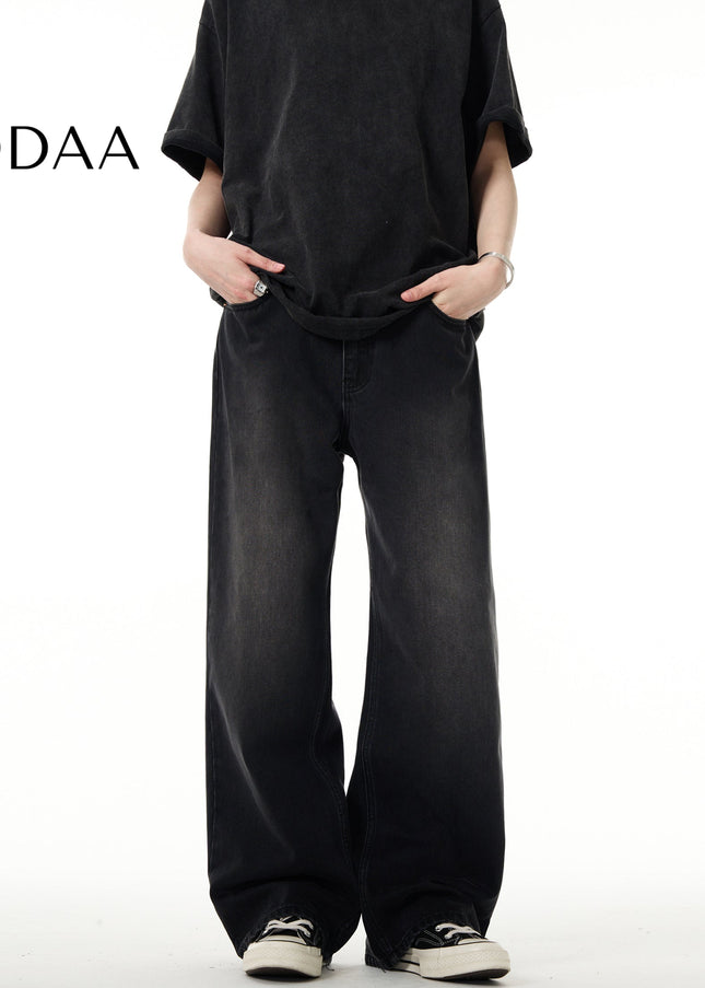 Blue Loose Fit Casual Wash Jeans for Men and Women - S / Black - Men’s Jeans