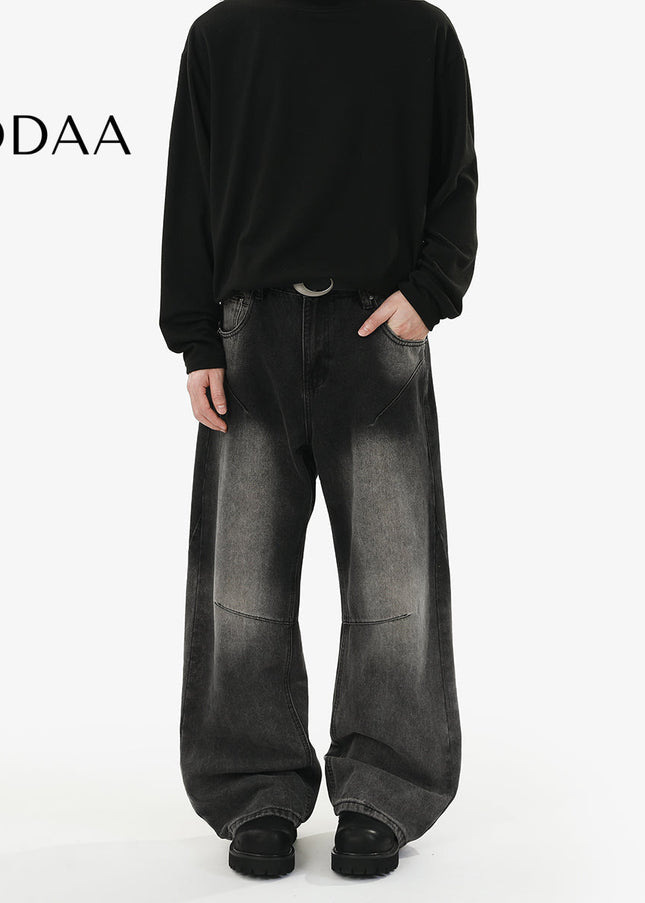 Blue Loose Fit Casual Wide-Leg Jeans for Men and Women - S / Black - Men’s Jeans